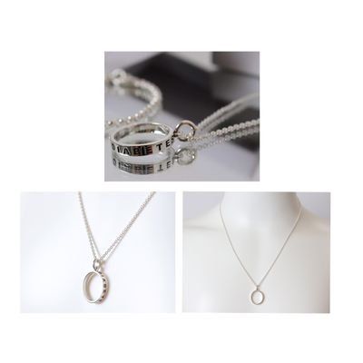 Diabetestunnus hopea kaulakoru 45 cm Diabetestunnus hopea kaulakoru 45 cm