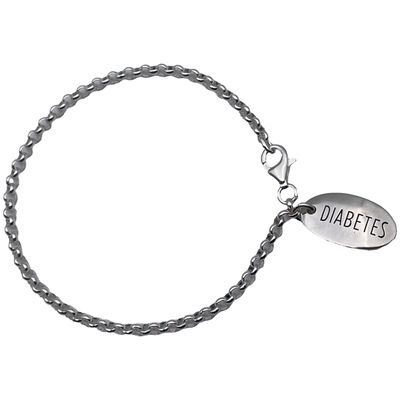 Diabetestunnus ovaali + papuketjurannekoru Diabetestunnus ovaali + papuketjurannekoru